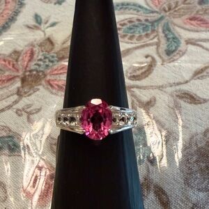 QVC Vintage Pink Gemstone Sterling Silver Ring